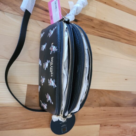Kate Spade New York Double Zip Crossbody Black Multi Minnie Mouse Purse - Picture 4 of 6